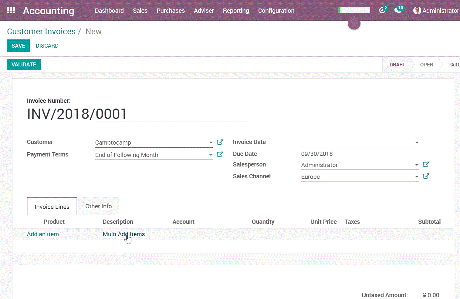 App Account Invoice Product Multi Batch Add