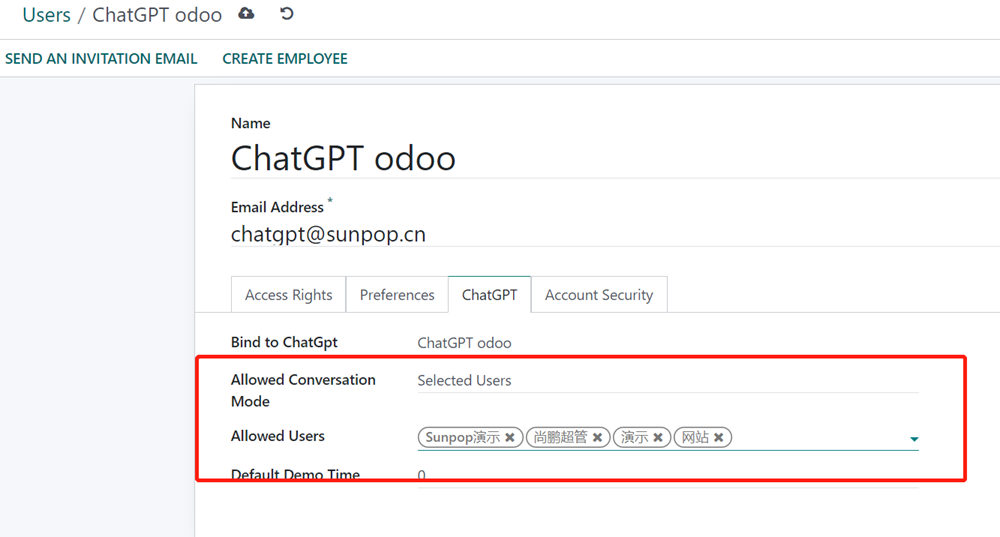  You can set the blacklist to this chatgpt robot to limit request. Also you can setup Demo time for every normal user..