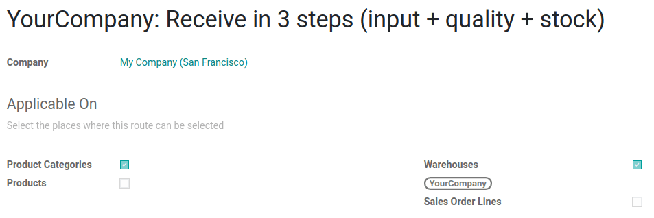 view of a route example applicable on category and warehouse