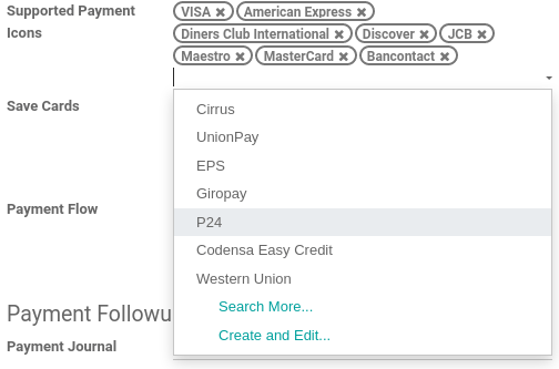 Select and add icons of payment methods you want to enable