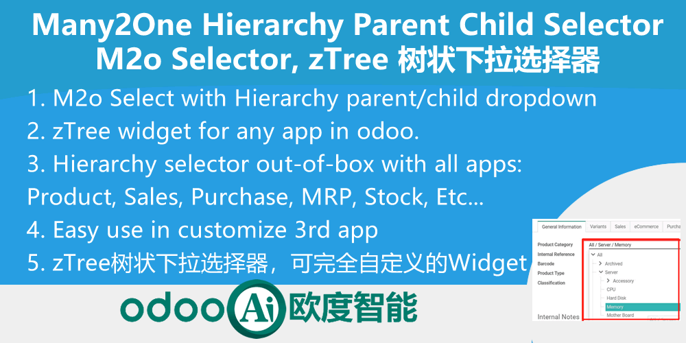 [app_web_widget_ztree] App zTree widget, Many2One Hierarchy Parent tree in m2o select